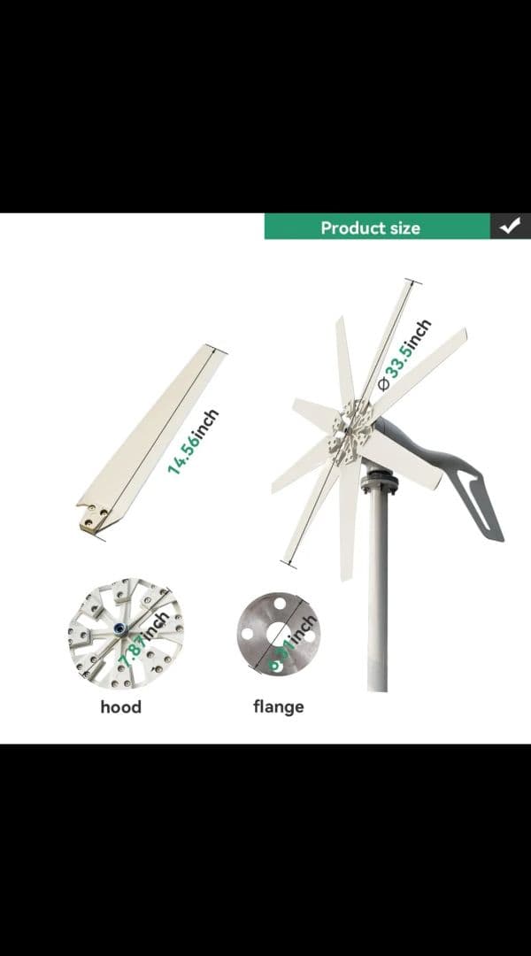 12v2000w 風力発電機　8枚羽根