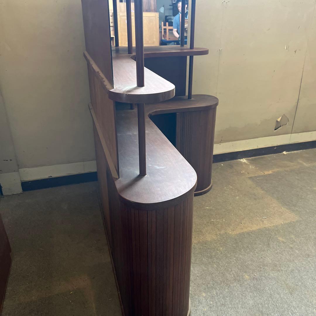 コーナー蛇腹キャビネット　チーク