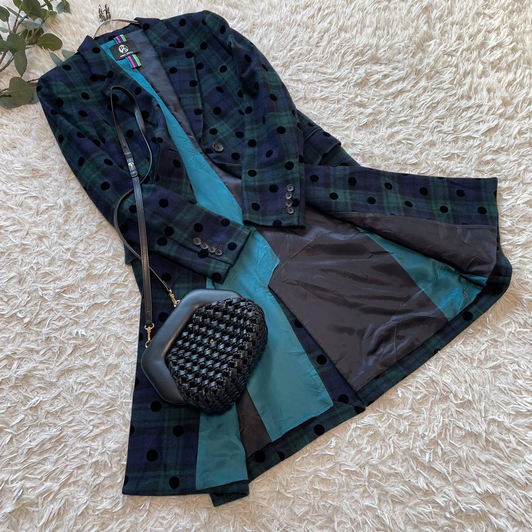 Paul smith ポールスミス　チェックドット　チェスターコート　L