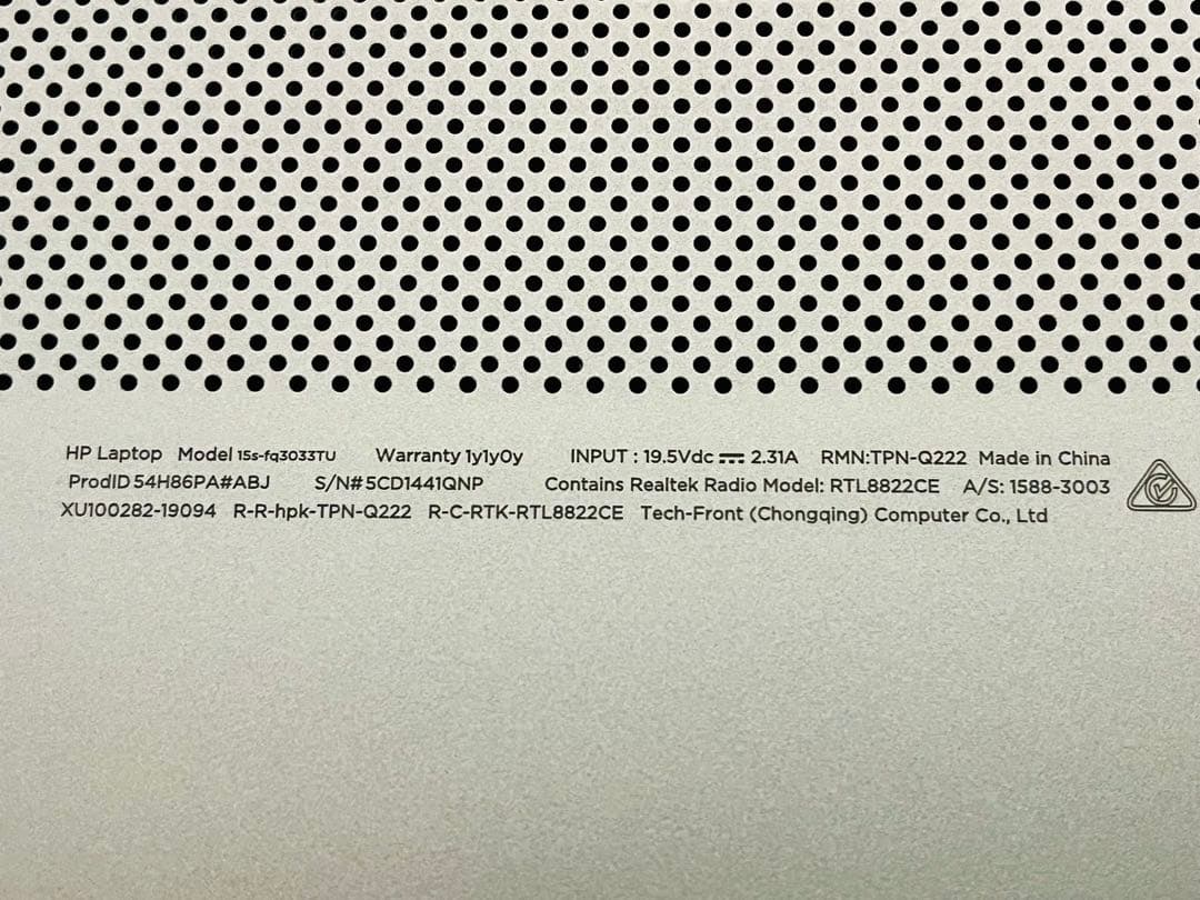 HP ノートパソコン 15s-fq3000 エントリーモデルG3 S1