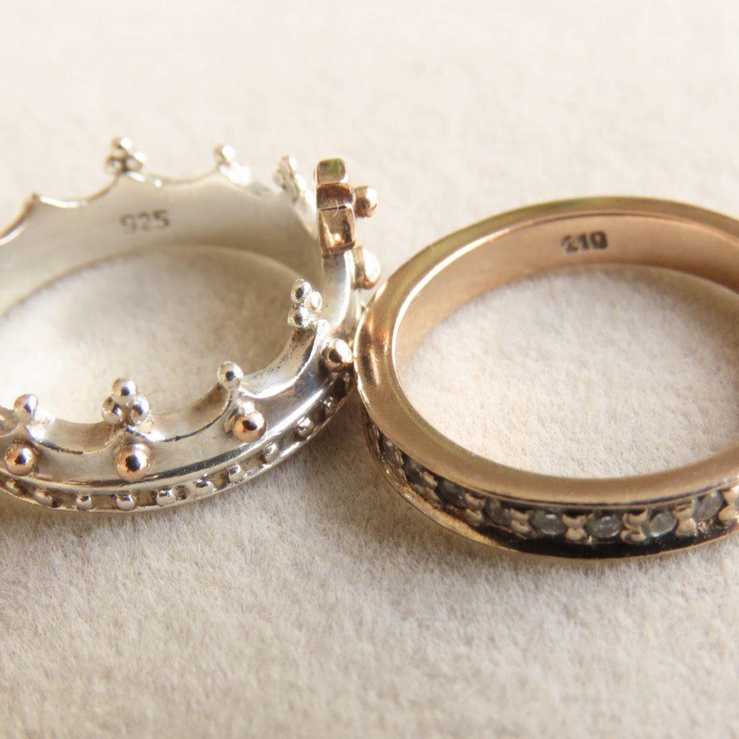 ブルーム　クラウン　K5 925 重ね付け　リング　2連　セット