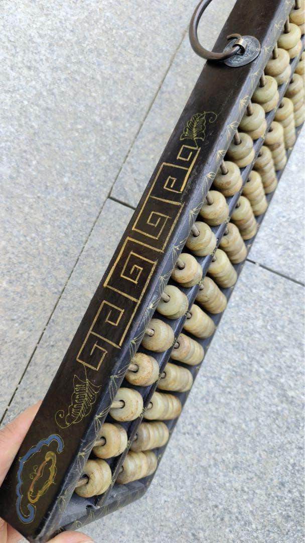 旧藏 時代物　大型文房具 木製　清国両替商用　算盘そろばん　置物　アンティーク