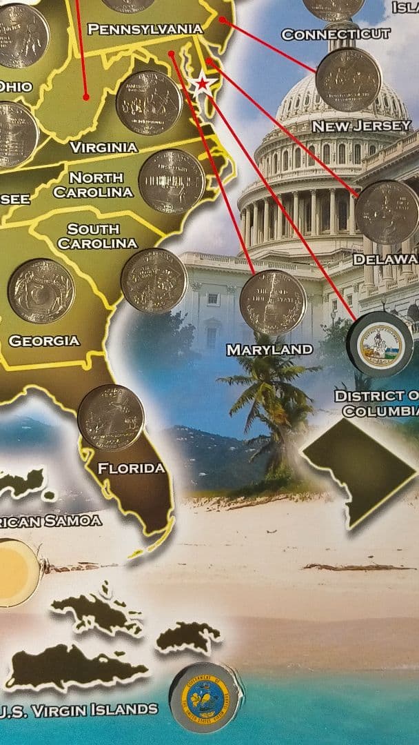 ☆。「アメリカ50州記念収納アルバム」(全50州収納済)。