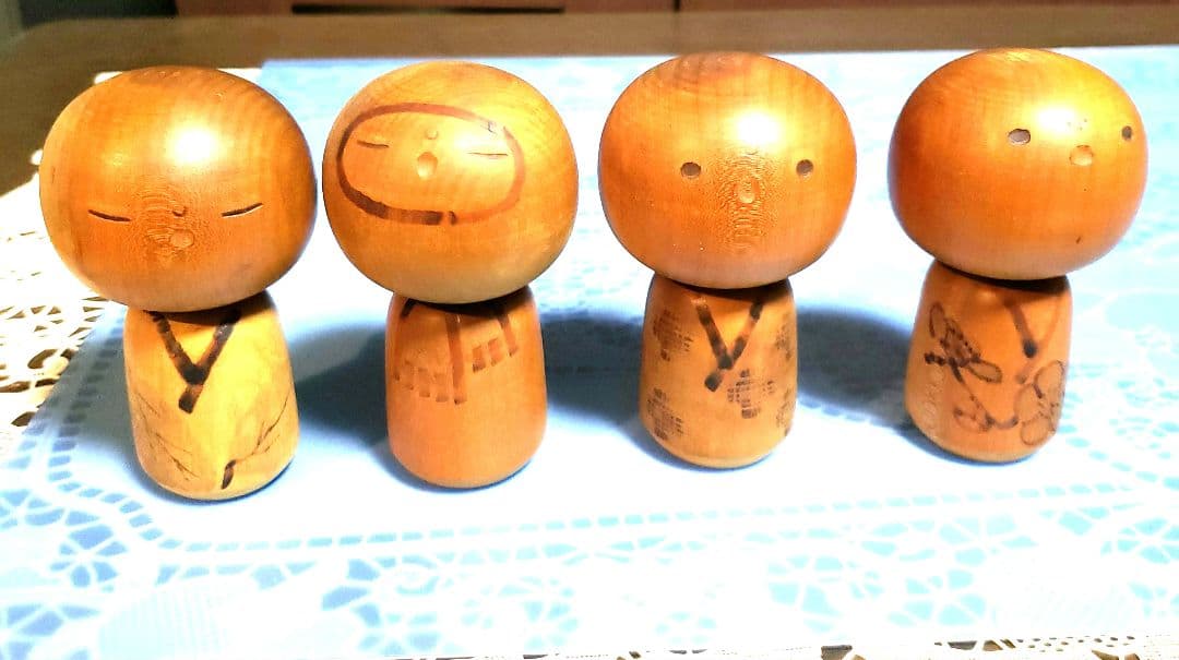 こけし4個　村上けん一作品サイン入り他