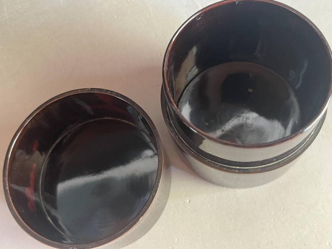 棗■なつめ 漆器茶入れ 桐・菊紋 丸棗 お茶道具 古美術 時代物 骨董品■