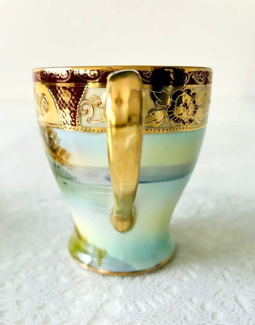 オールドノリタケ カップとソーサーセット　M印　ハンドペイント　アンティーク