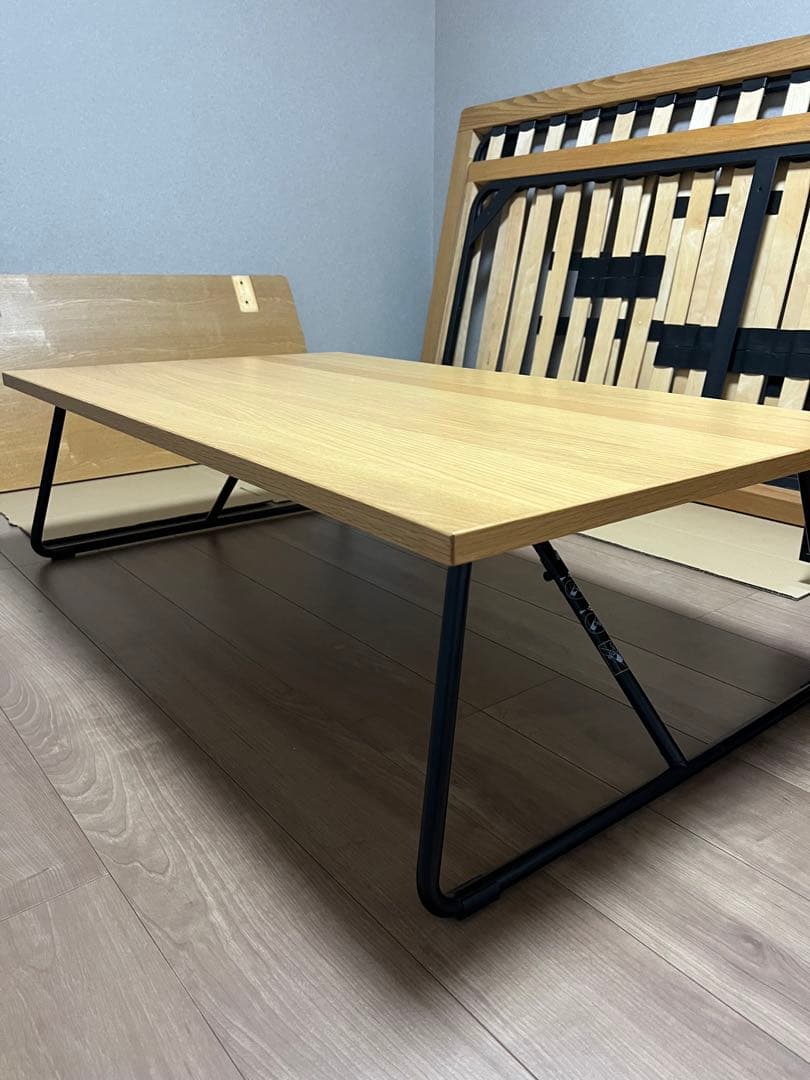 【無印良品　オーク材】木製折りたたみテーブル（ロータイプ）