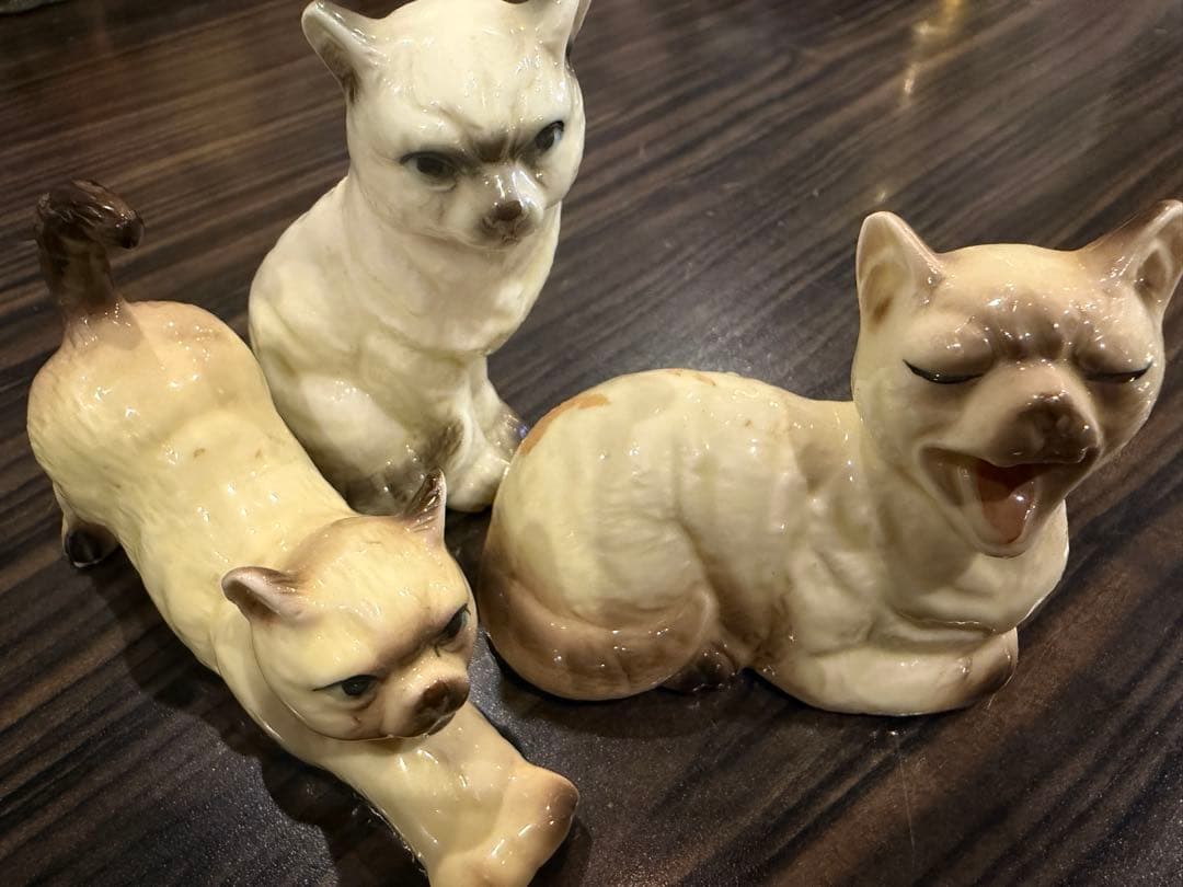 猫好きな方必見　猫のレトロ置物13点セット（ファー・陶器）　約20年前