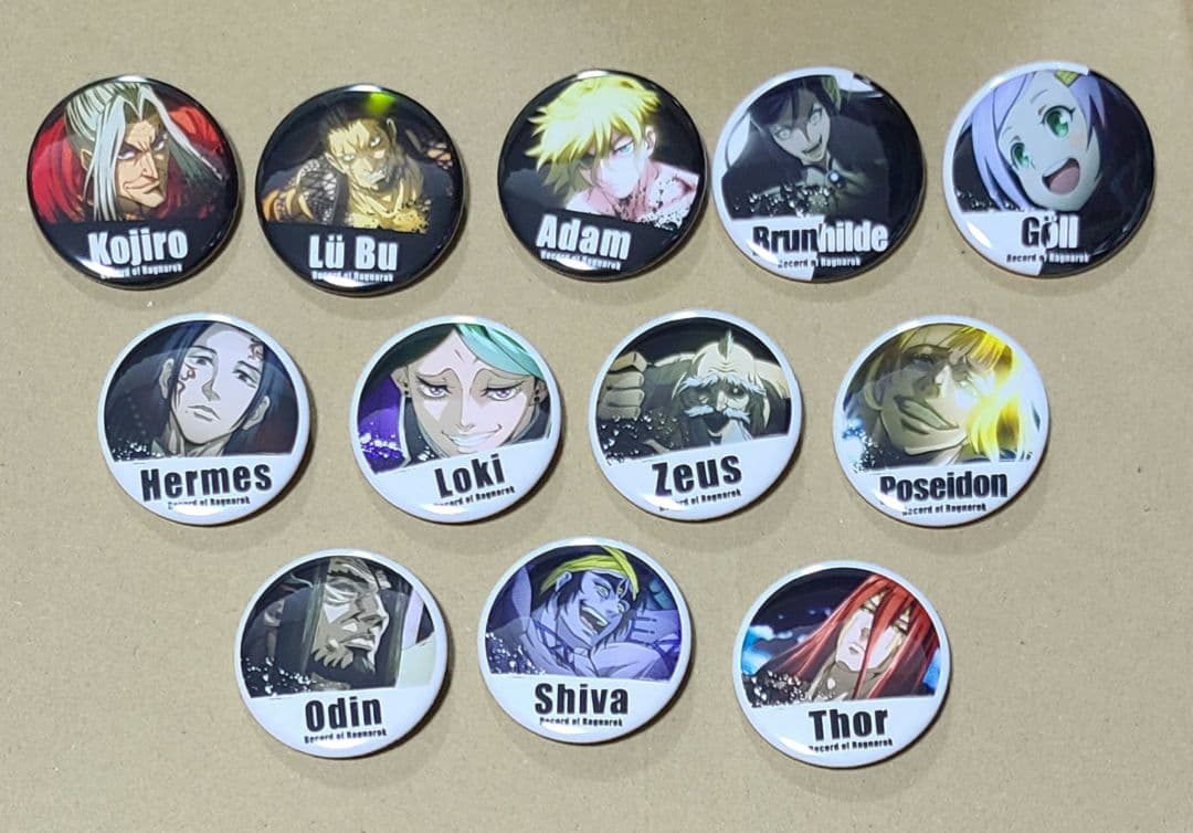 終末のワルキューレ　AR 缶バッジ　全種　コンプセット　ポセイドン　アダム　ロキ