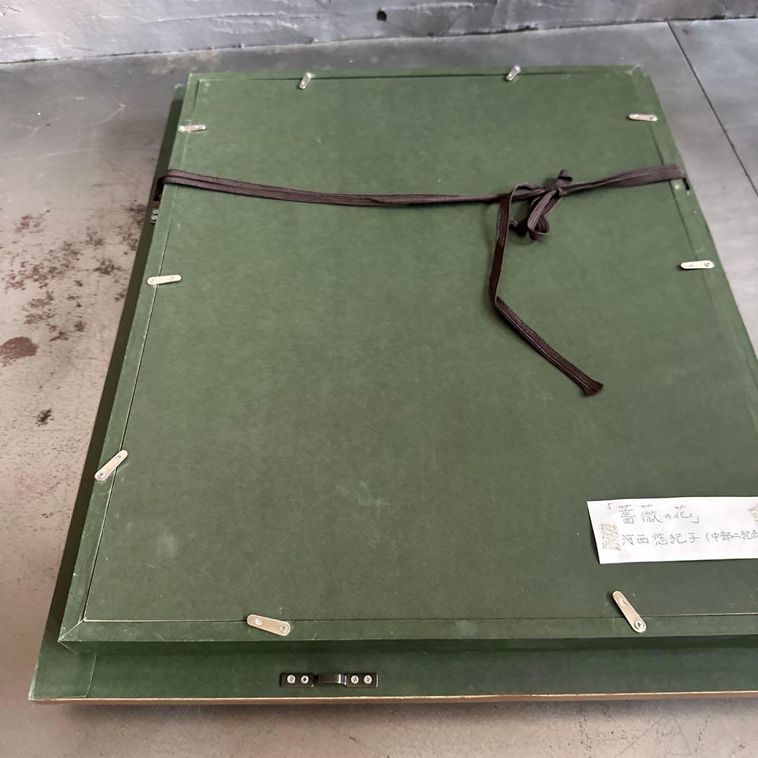 瞬間的お値下げ‼️雰囲気のよい優しいバラと鳥の絵　油彩画 花瓶のバラ ヴィンテージ