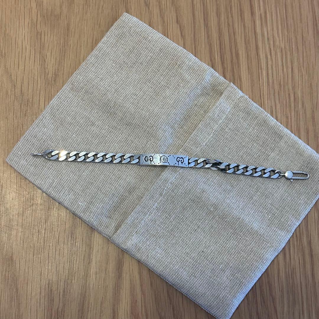 【美品】GUCCI ゴースト IDプレート チェーンブレスレット シルバー