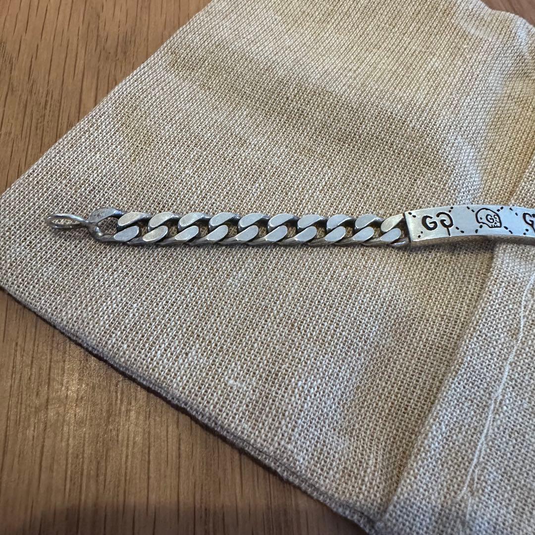 【美品】GUCCI ゴースト IDプレート チェーンブレスレット シルバー
