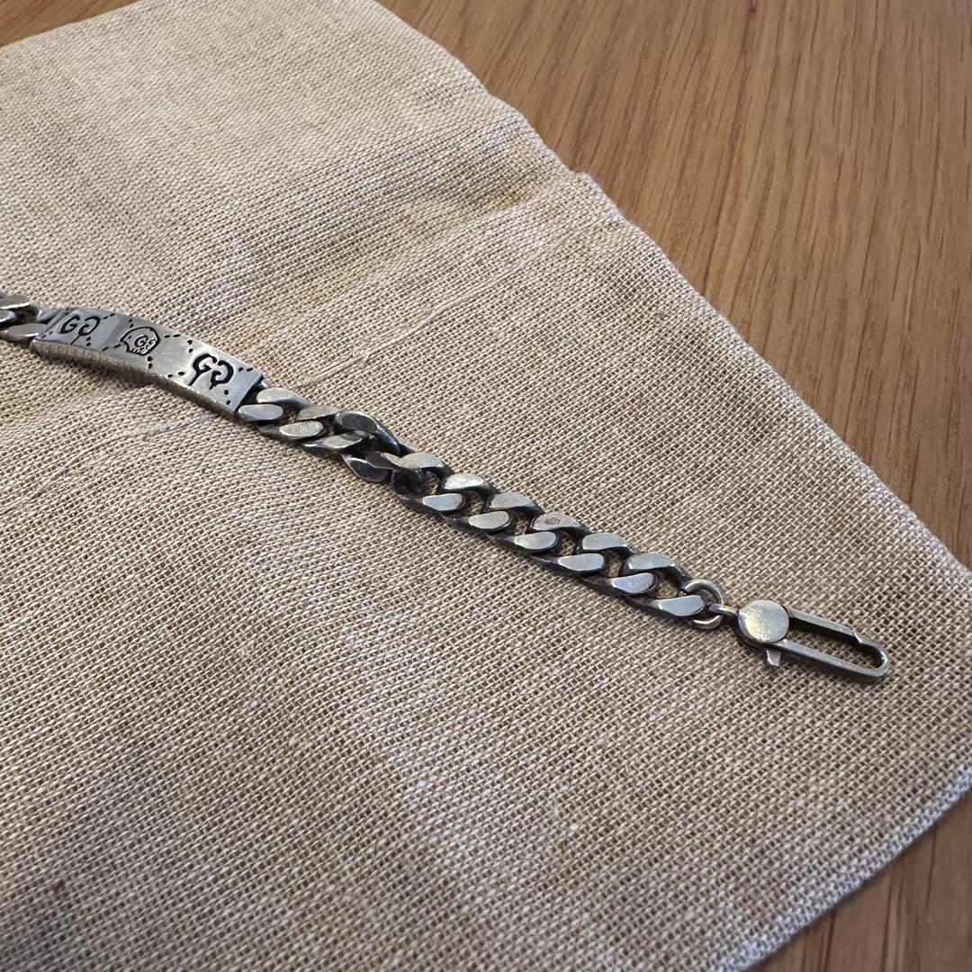 【美品】GUCCI ゴースト IDプレート チェーンブレスレット シルバー