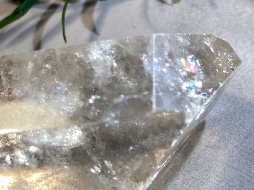 心の安定✨　レインボー　ピンク　スモーキークォーツ ダブルポイント　ポリッシュ