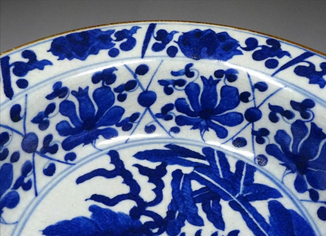 中国古玩 南京 青花麒麟文 鉢 大明萬暦年製 幅約24cm 唐物 c030416