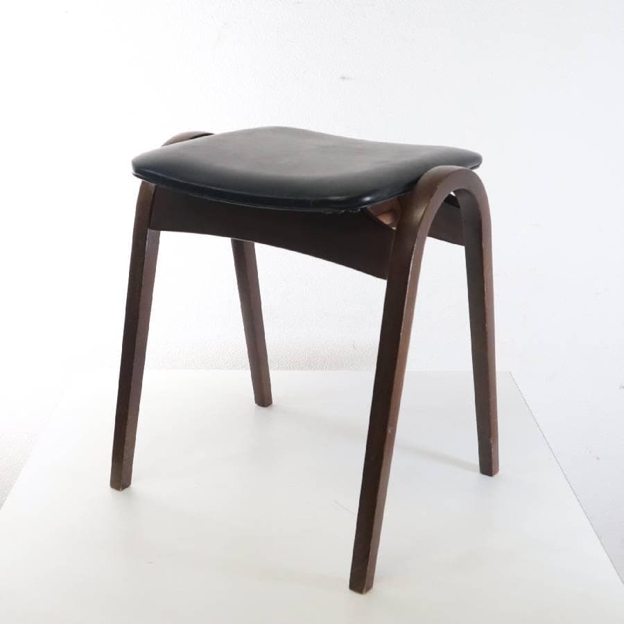 秋田木工 IDC大塚 No.202 剣持勇 スタッキングスツール 黒 PVC⑩