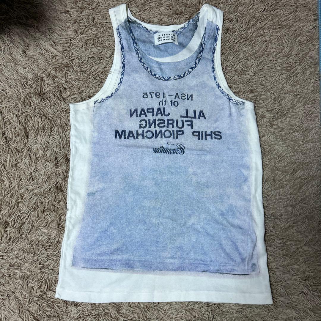 B*】様 Martan Malgera ホワイト プリント タンクトップ