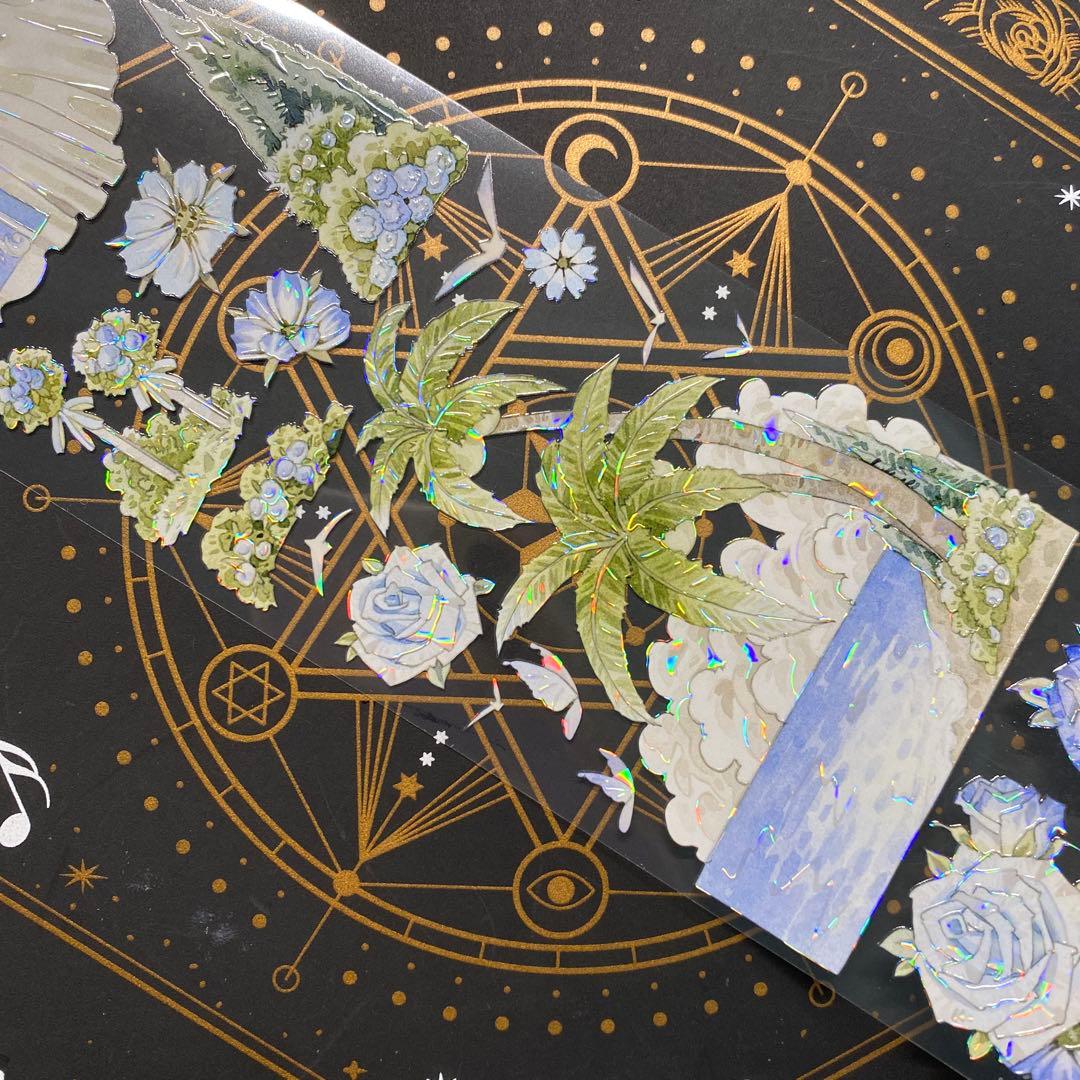 【9146】海外　マステ　中古巻　貝殻光マスキングテープガーデン　海　花　装飾系