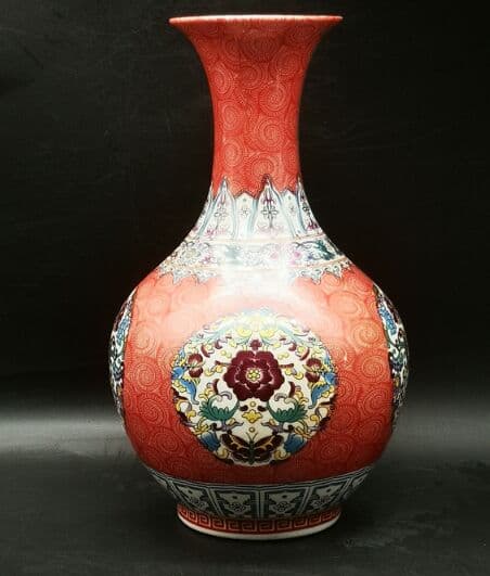 清乾隆エナメル彩満工業団花紋賞瓶古玩骨董本物の老物収蔵居家装飾花瓶