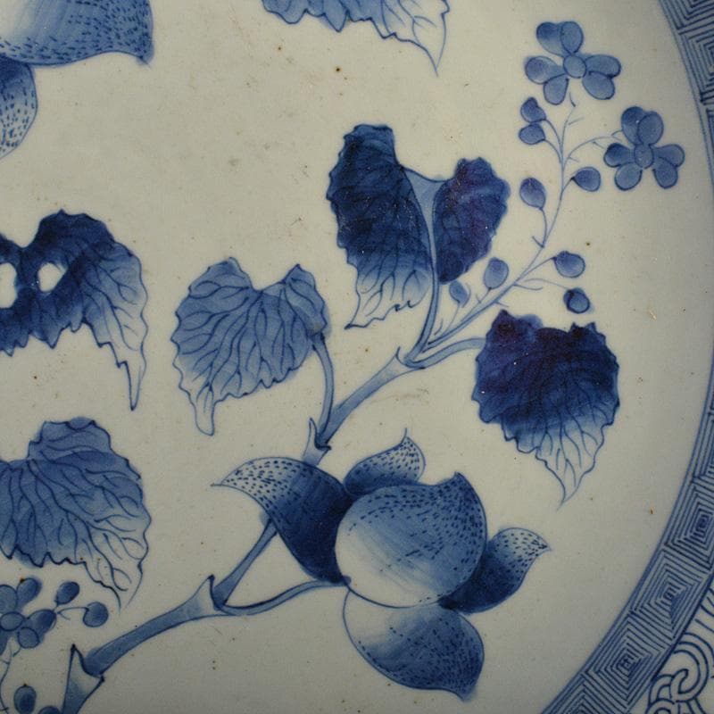 伊万里焼　古伊万里　大明成化年製銘　染付　花文　輪花皿　大皿　C　R7324F