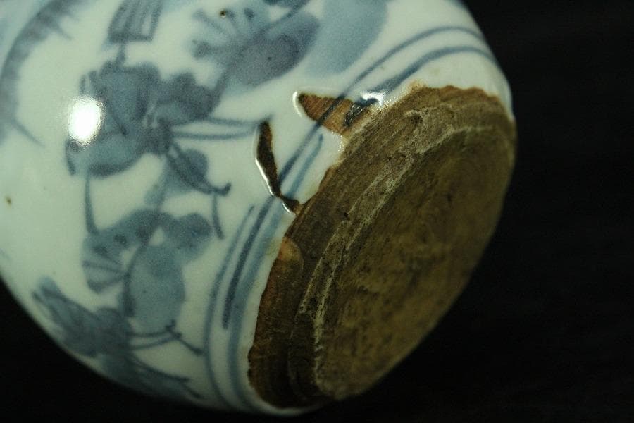 中国美術 古染付 祥瑞 茶入 明時代 唐物 鹿角蓋 茶道具伝来(K-XA856)