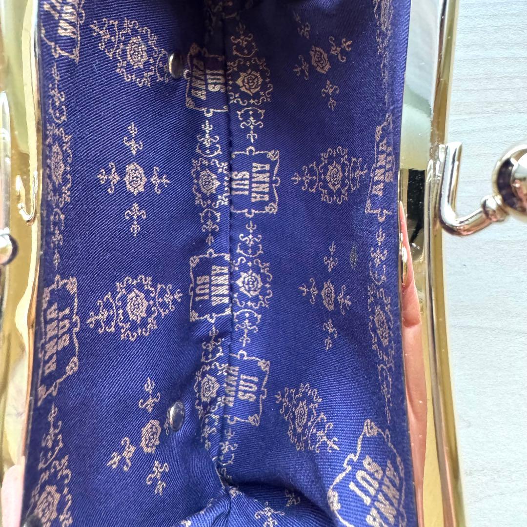 ★新品★ANNA SUI　アナスイ　レザー　がま口　二つ折り財布　黒　ブラック
