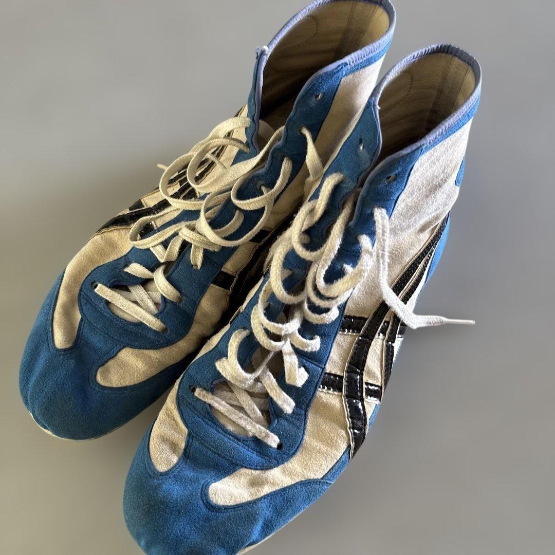 ASICS ボクシングシューズ ハイカット 青/白