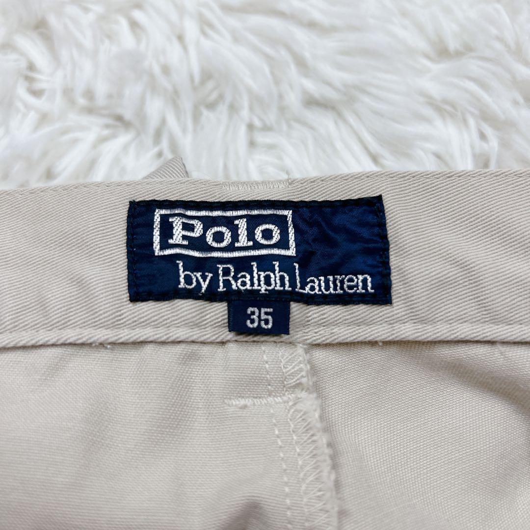 90s 美品　ポロバイラルフローレン　チノパンツ　ベージュ　ツータック W35