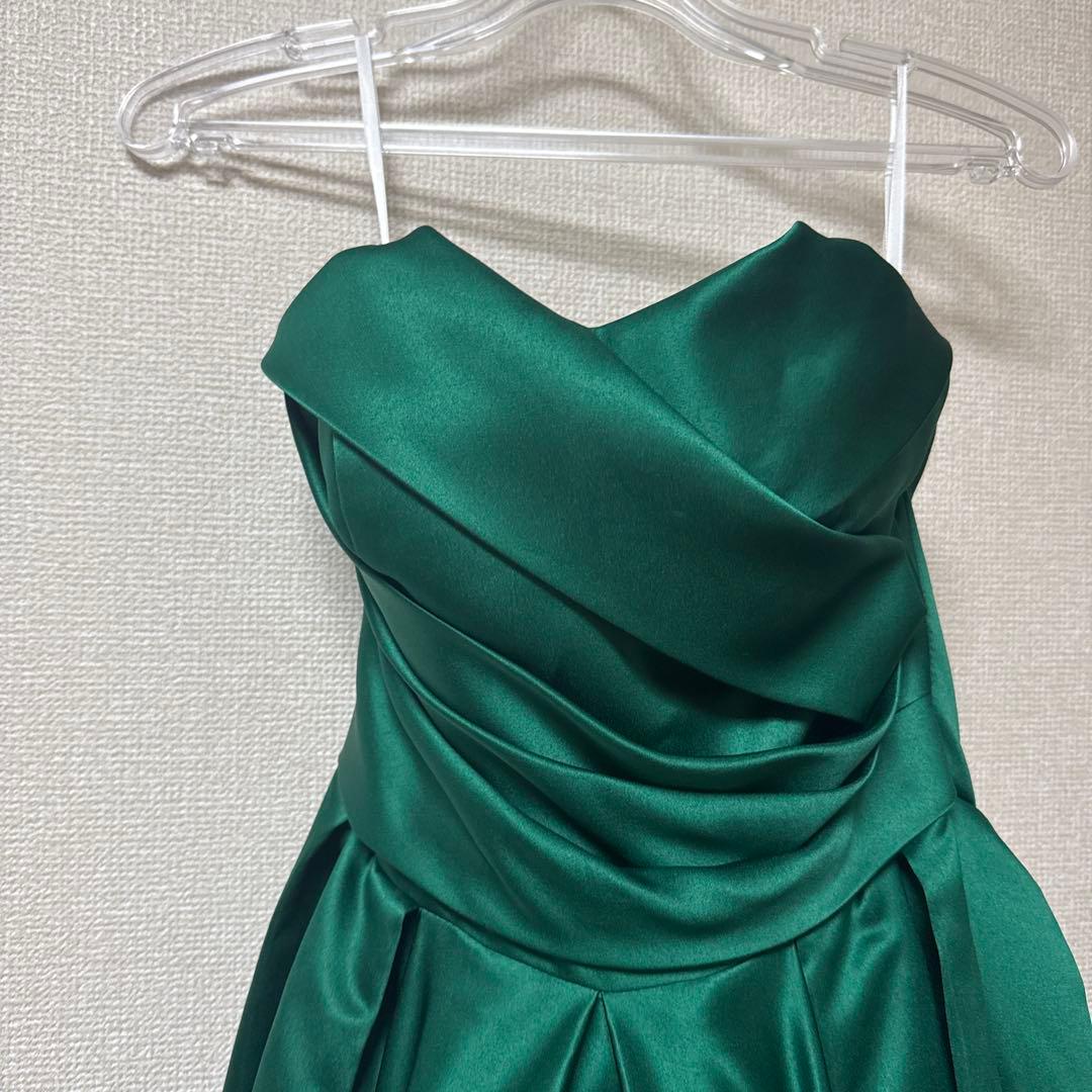 カラードレス 9号 ウェディングドレス サテン グリーン プリンセスライン