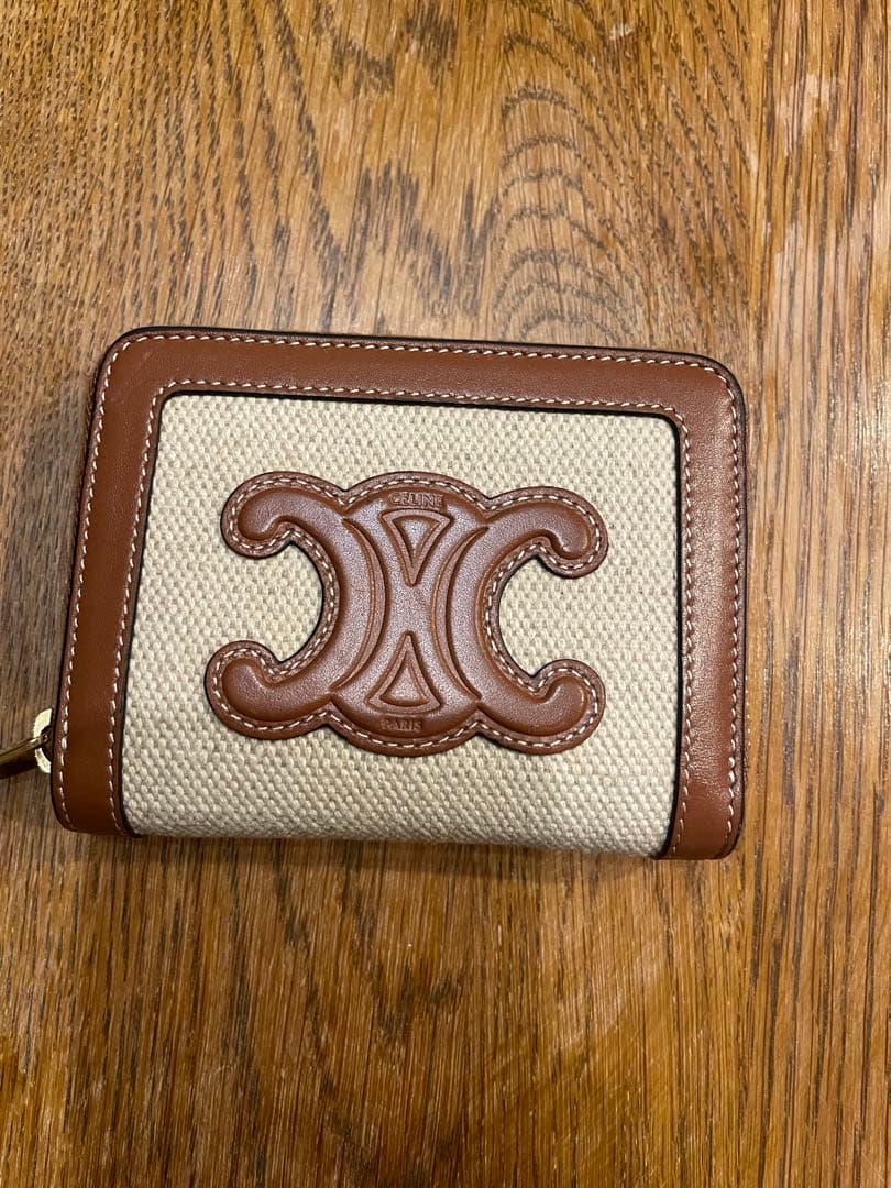 【購入証明有】セリーヌコンパクト ジップウォレット キュイル トリオンフ タン