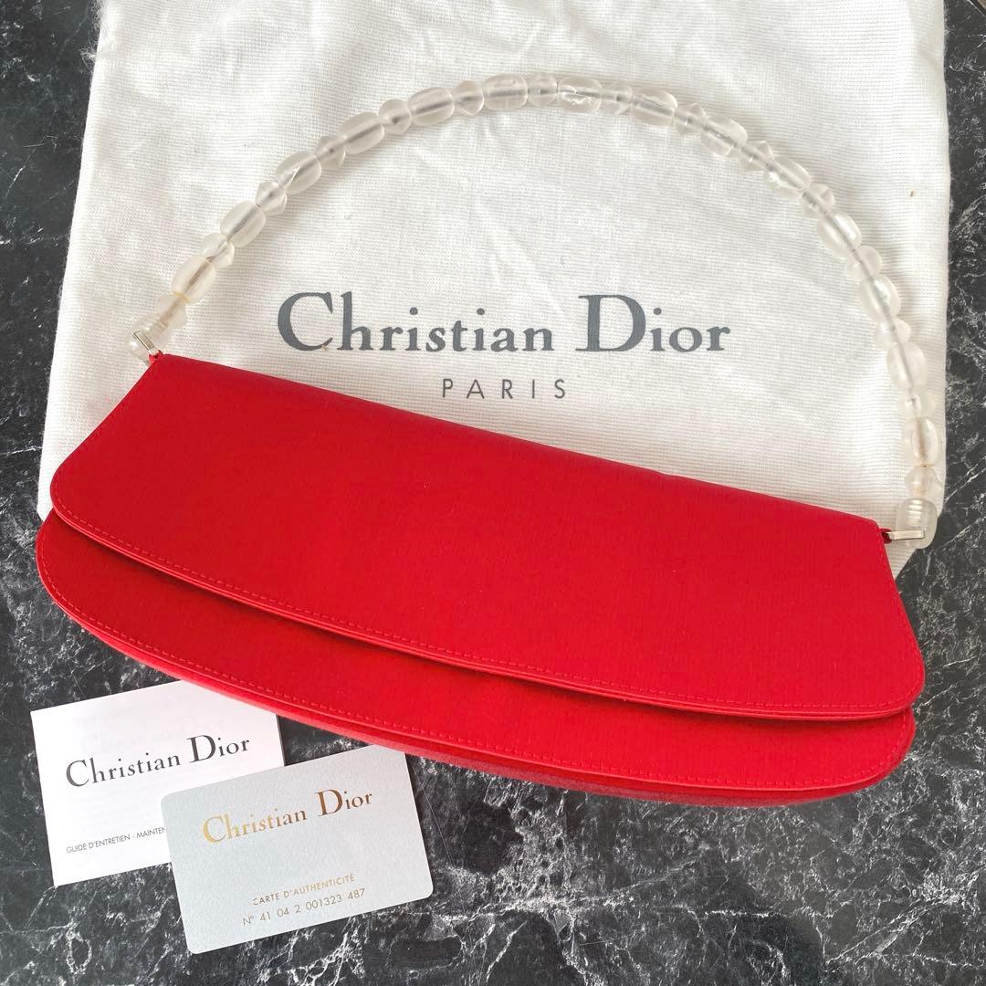 クリスチャンディオール ヴィンテージ ハンドバッグ レア 赤 ビーズ