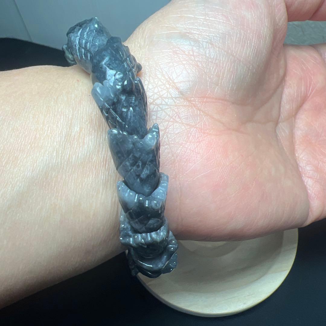 六字真言水晶&黒翡翠龍神ブレスレット