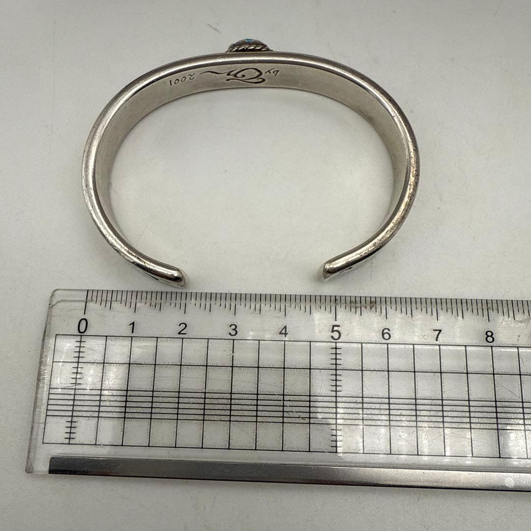 【美品】studio　T＆Y　ターコイズバングル　手掘りイーグルスタンプ　925