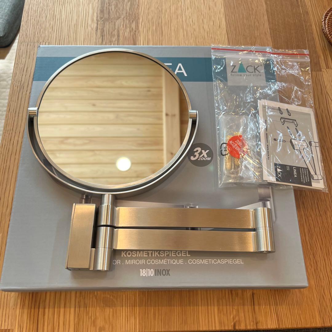 ZACK ザック 40109 壁付け ミラー 3倍 ステンレス ヘアライン仕上げ