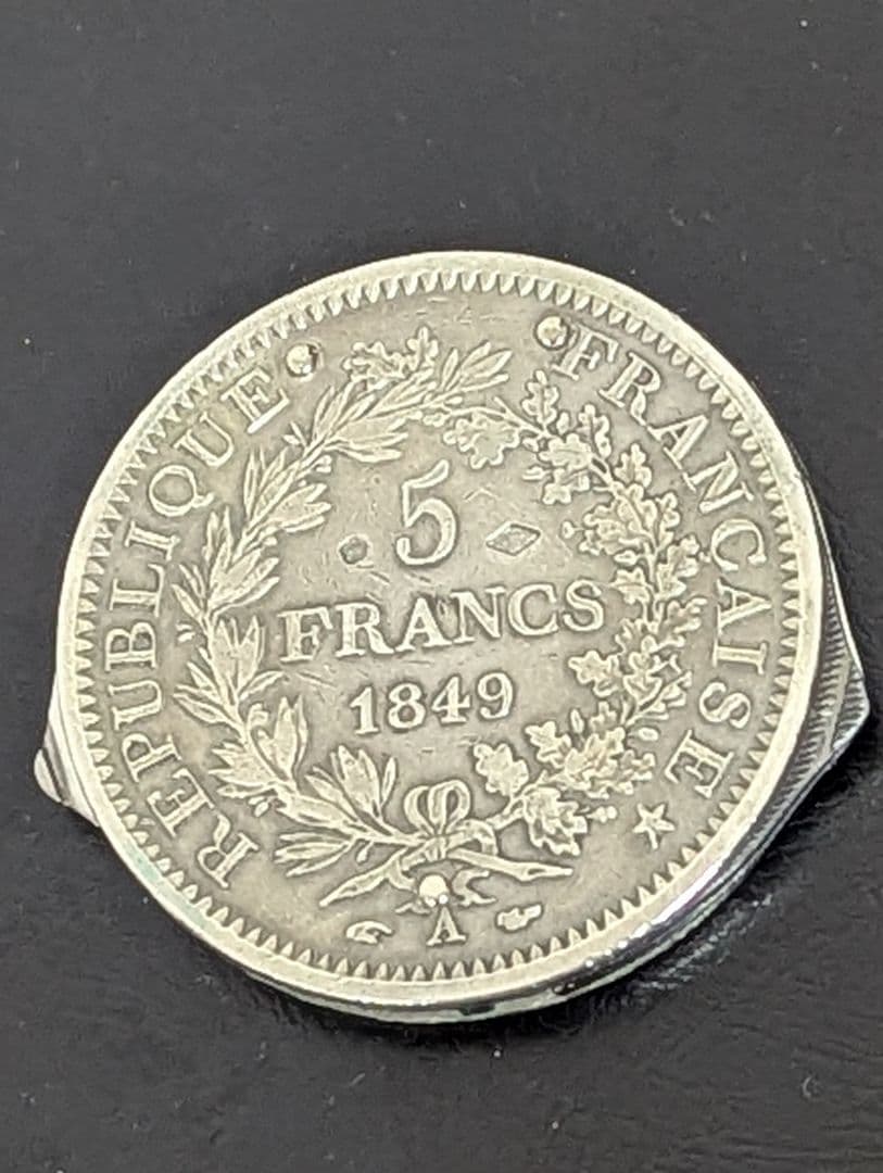 フランス銀貨ナイフ、ヤスリ、ハサミ付き