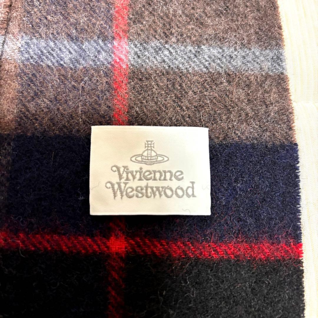 美品ヴィヴィアンウエストウッド洗えるウール１００％　大判ストールマフラーチェック