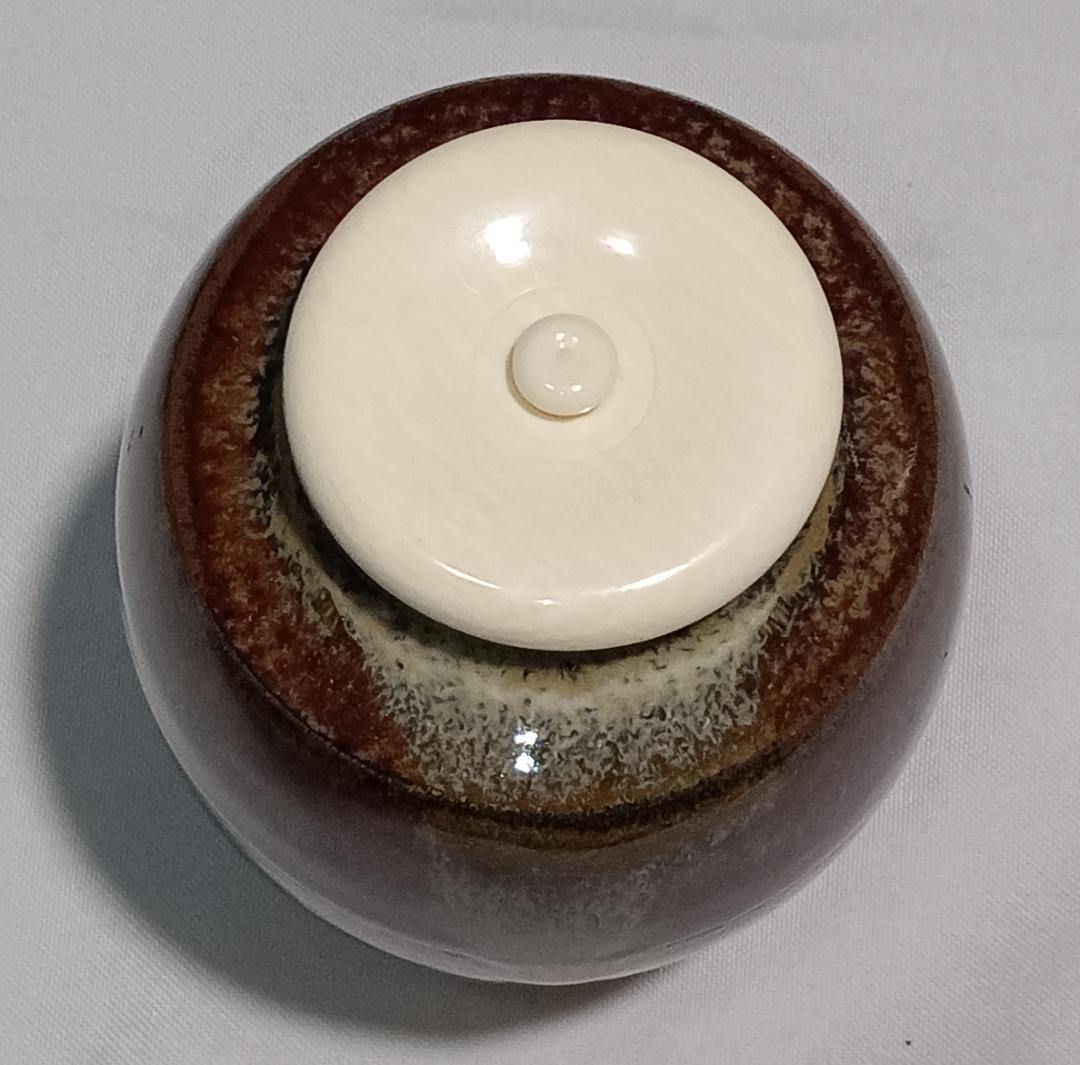 茶道具　遠州七窯　高取焼　高取喜恵作　高取焼肩衝茶入　火燈龍金襴仕覆　美品！！