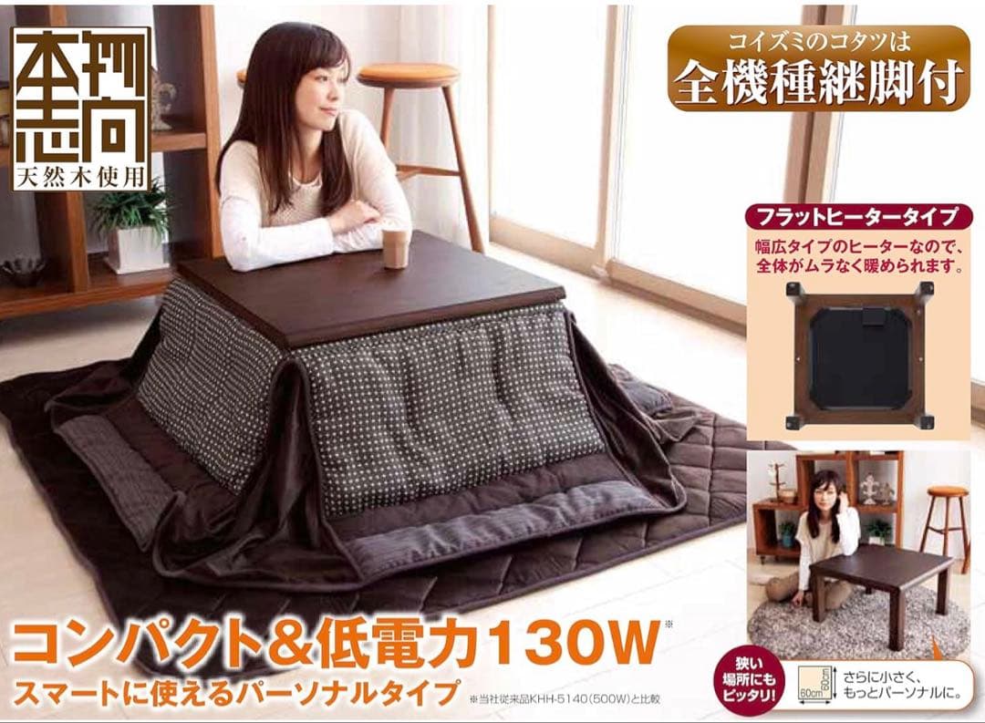 【新品未開封】コイズミ KOIZUMI 家具調こたつ 60×60cm