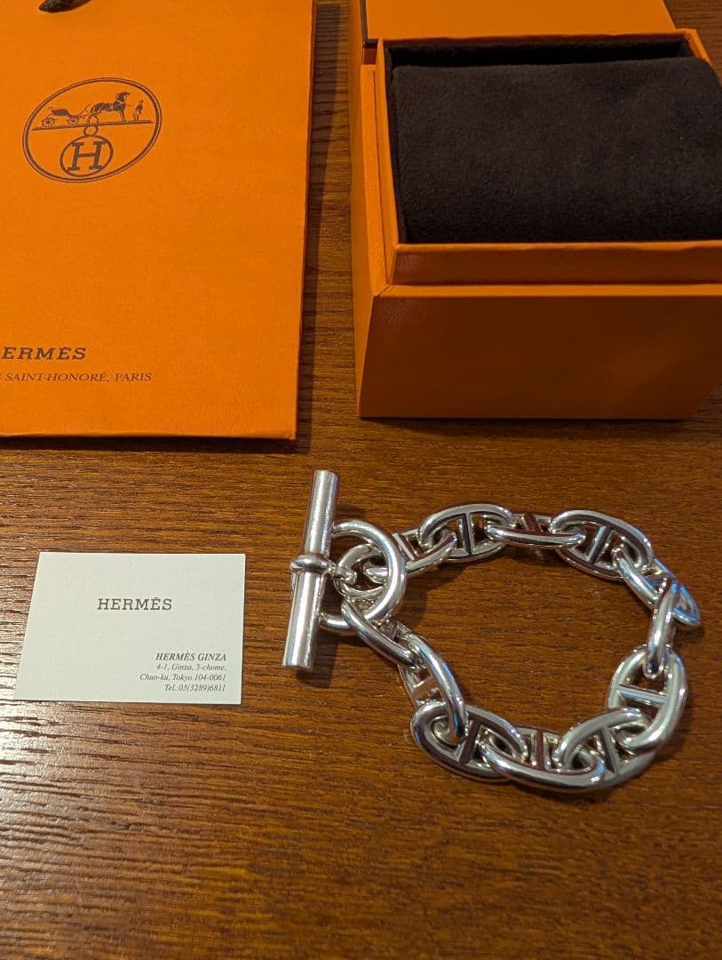 HERMES シルバーチェーンブレスレット