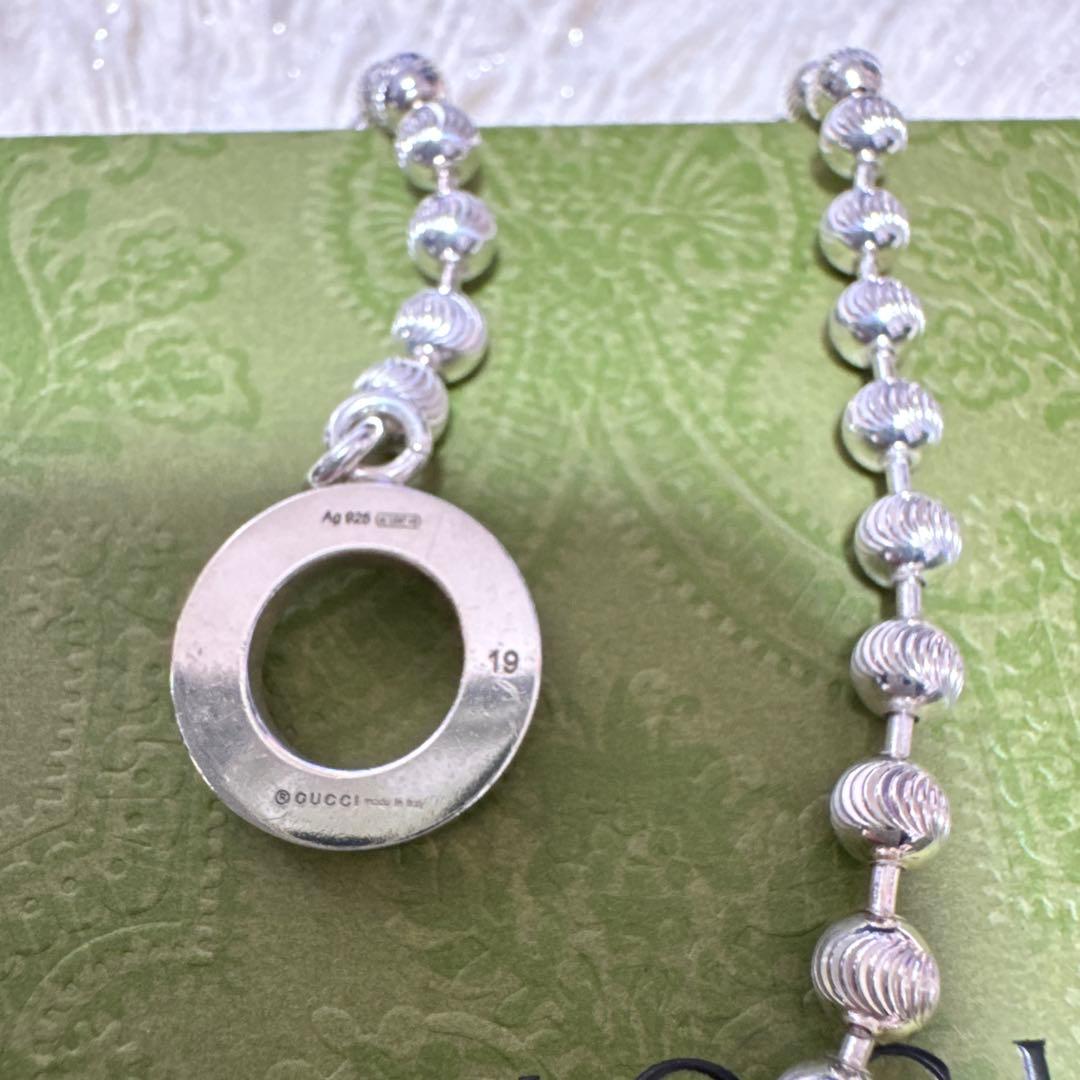 【GUCCI 新品同様品】stripe★ボールチェーンブレスレット★燻　925★