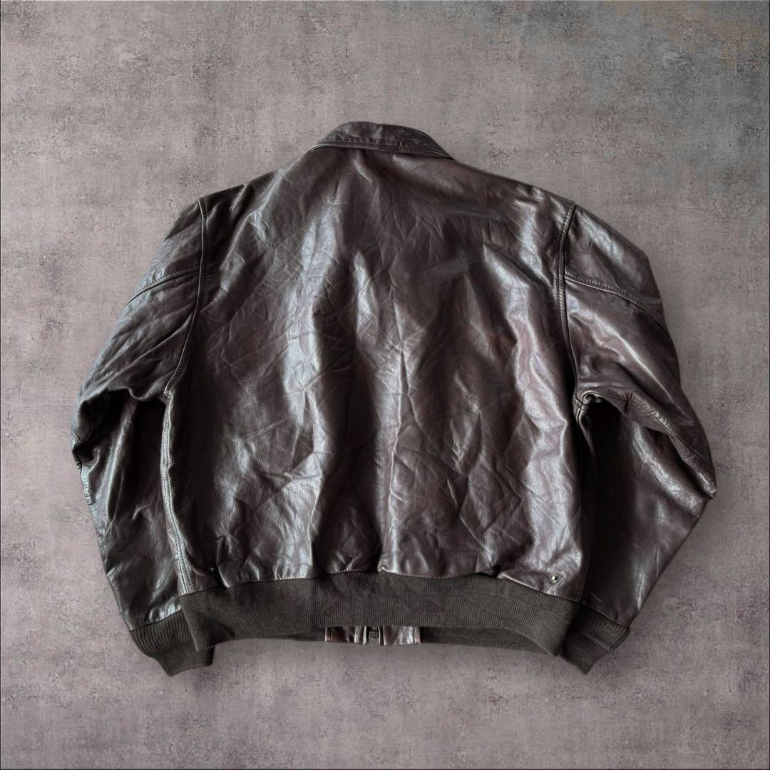 CHIPIE CUIR A-2typeレザージャケット　総柄裏地　ダークブラウン