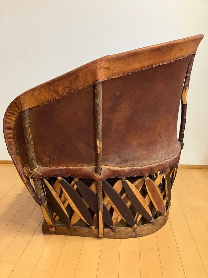 メキシコ　民芸　エキパルチェア　革