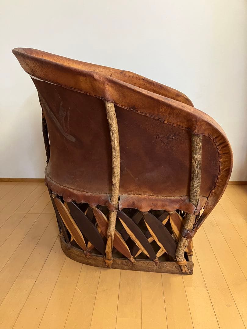 メキシコ　民芸　エキパルチェア　革