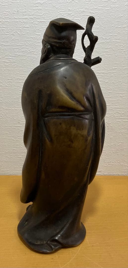 【金属製工芸/骨董品】鹿老人置物　七福神　置物　インテリア　オブジェ　金属製