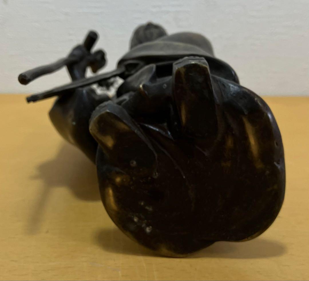 【金属製工芸/骨董品】鹿老人置物　七福神　置物　インテリア　オブジェ　金属製