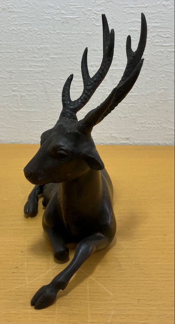 【金属製工芸/骨董品】鹿老人置物　七福神　置物　インテリア　オブジェ　金属製