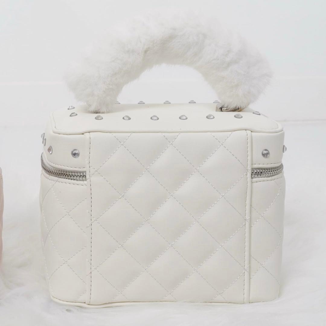 Lumignon ルミニョン ファー付きバニティバッグ 白 ホワイト