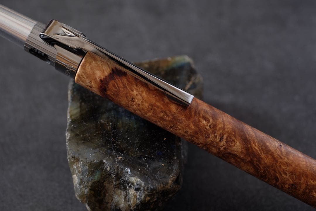 PG5木軸カスタム0223　高村杢工房 製図用シャープペンシル 花梨瘤紅白