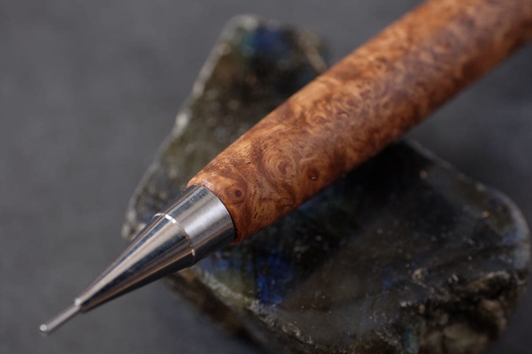 PG5木軸カスタム0223　高村杢工房 製図用シャープペンシル 花梨瘤紅白