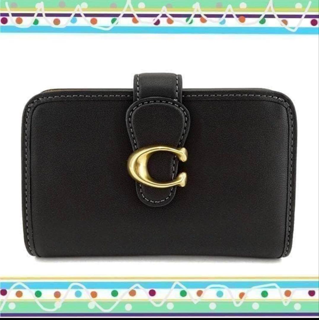 初売りcoachコーチ高級スムースレザータビー二つ折り財布